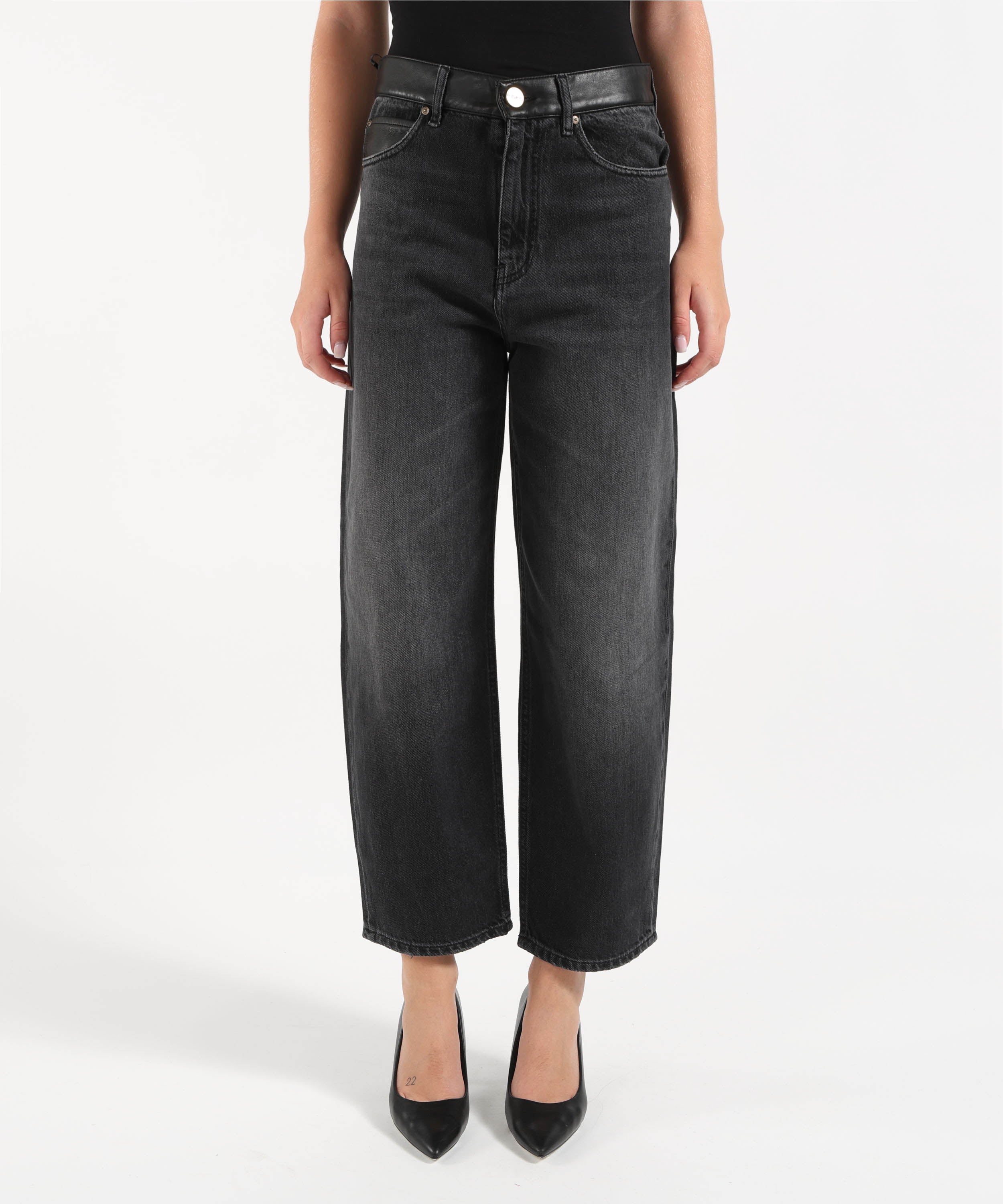 Jeans PINKO Jeans balloon fit con inserti effetto pelle Nero | PINKO