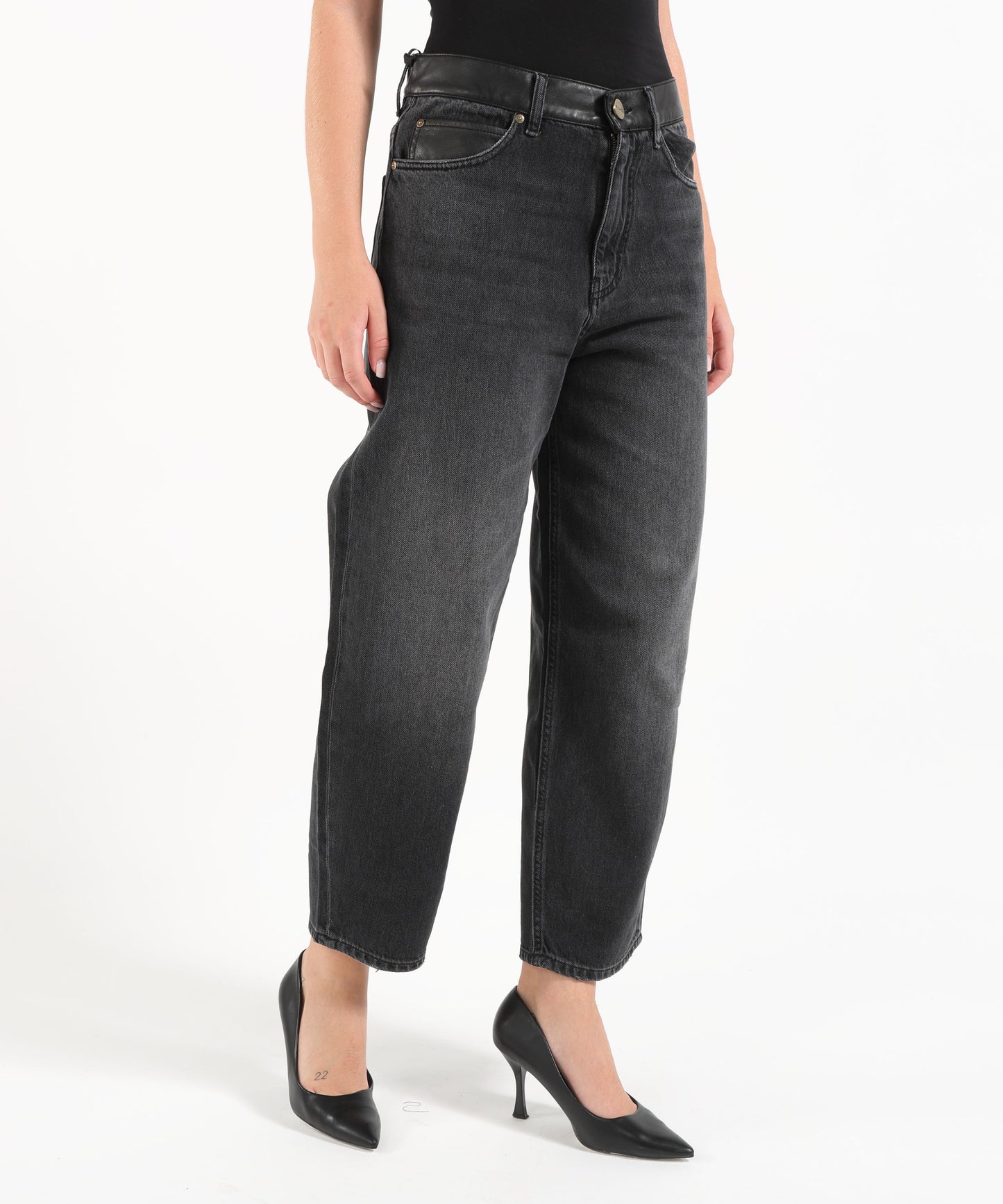 PINKO Jeans balloon fit con inserti effetto pelle
