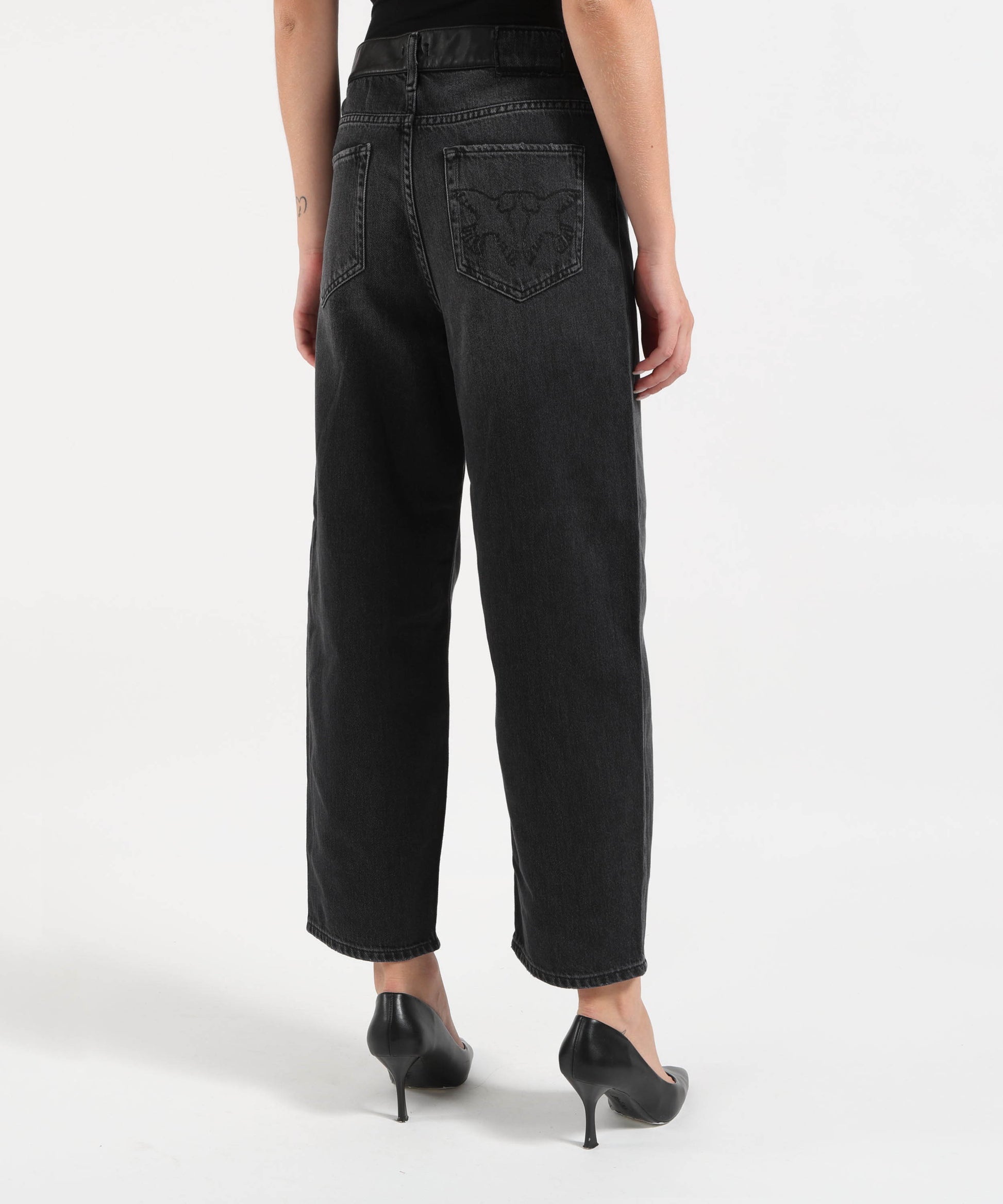 Jeans PINKO Jeans balloon fit con inserti effetto pelle Nero | PINKO