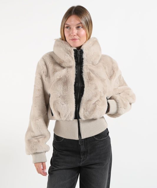 Pellicce PINKO Bomber in tessuto effetto pelliccia Beige | PINKO