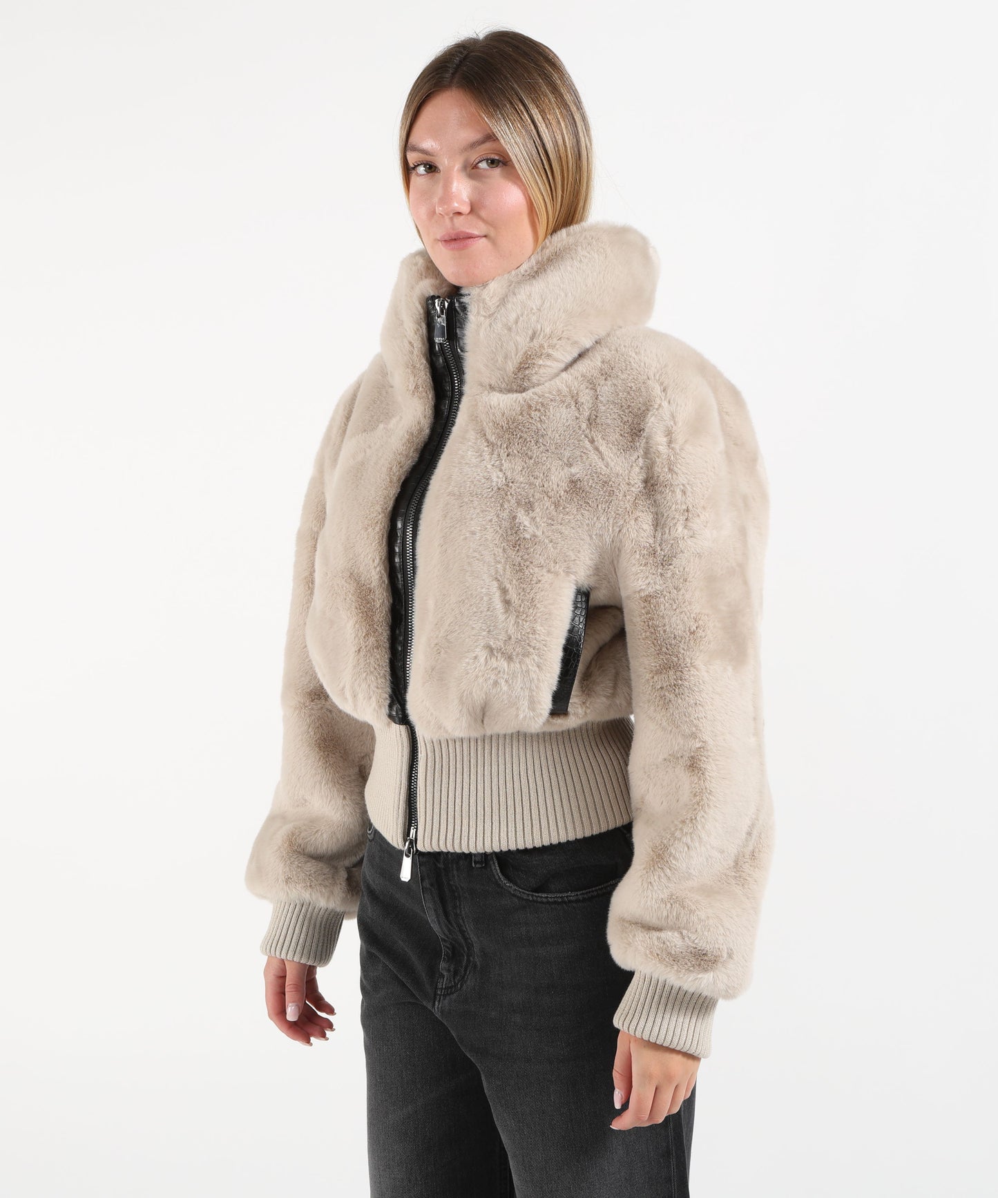 PINKO Bomber in tessuto effetto pelliccia