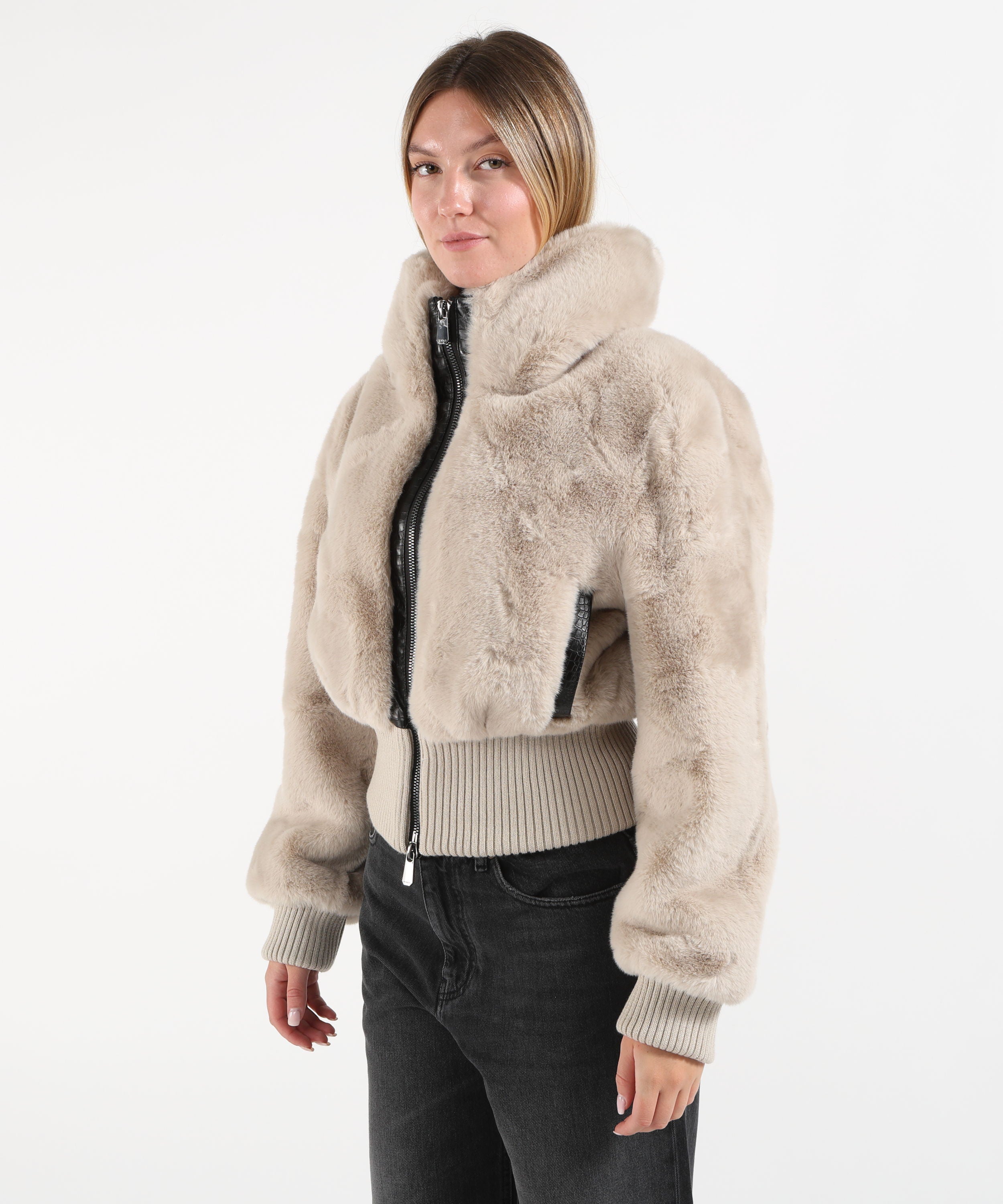 Pellicce PINKO Bomber in tessuto effetto pelliccia Beige | PINKO