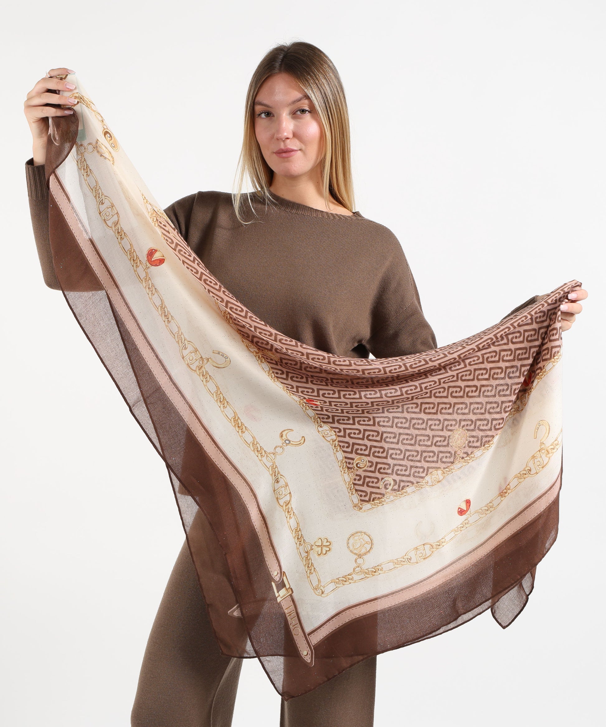 Foulard LIUJO SOFT Foulard grande con stampa charms Testa di moro | LIUJO SOFT