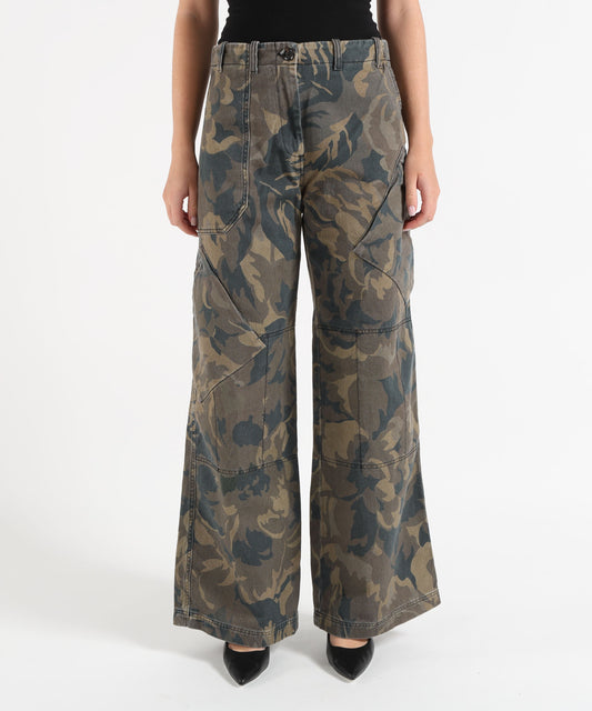 Pantaloni PINKO Pantaloni in cotone con motivo camouflage floreale Militare | PINKO