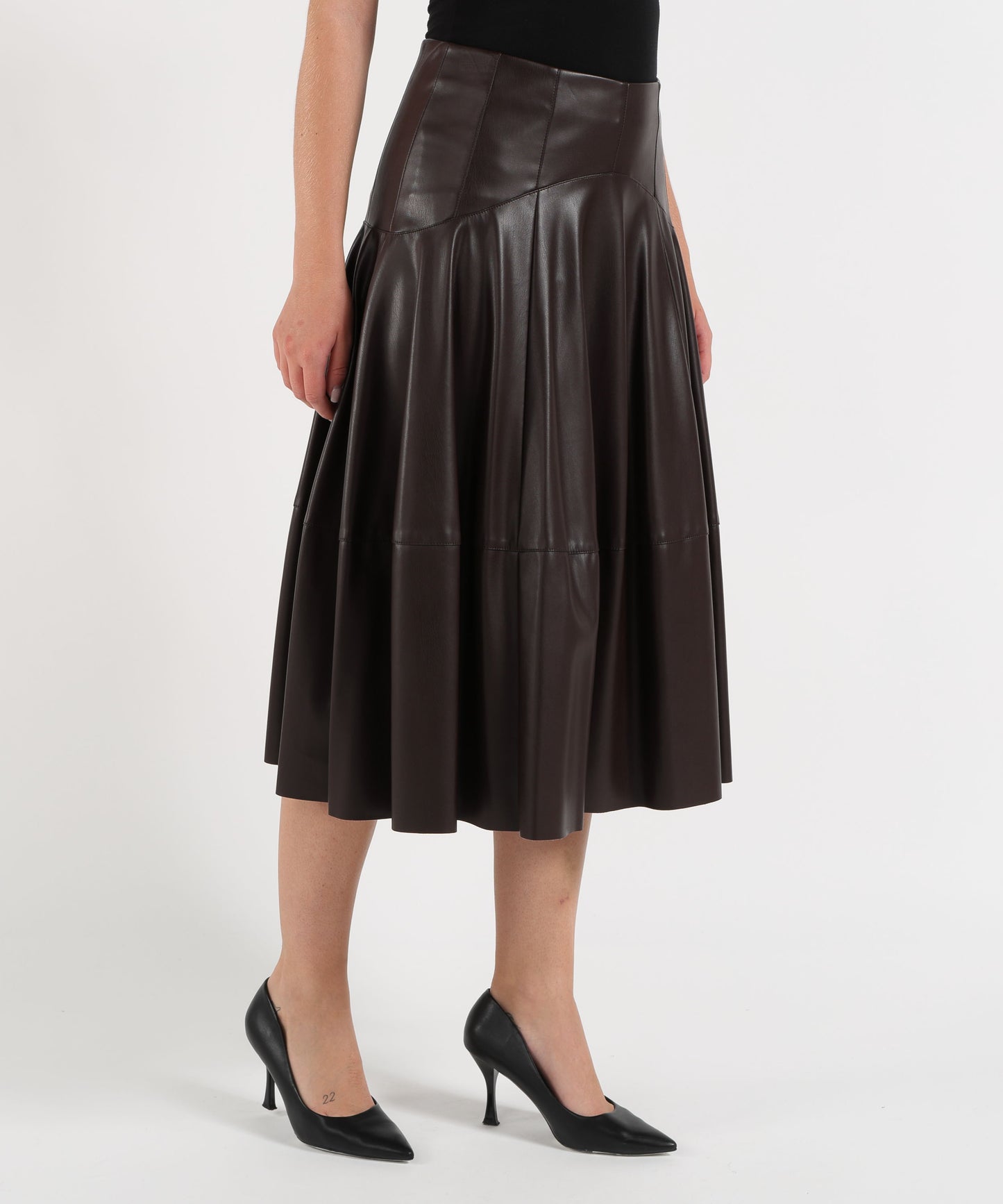 LIUJO BLACK Gonna midi in tessuto spalmato