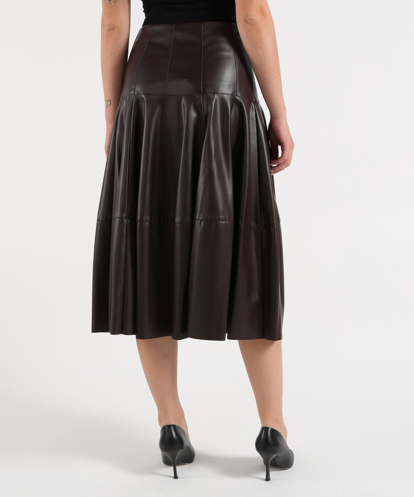 LIUJO BLACK Gonna midi in tessuto spalmato