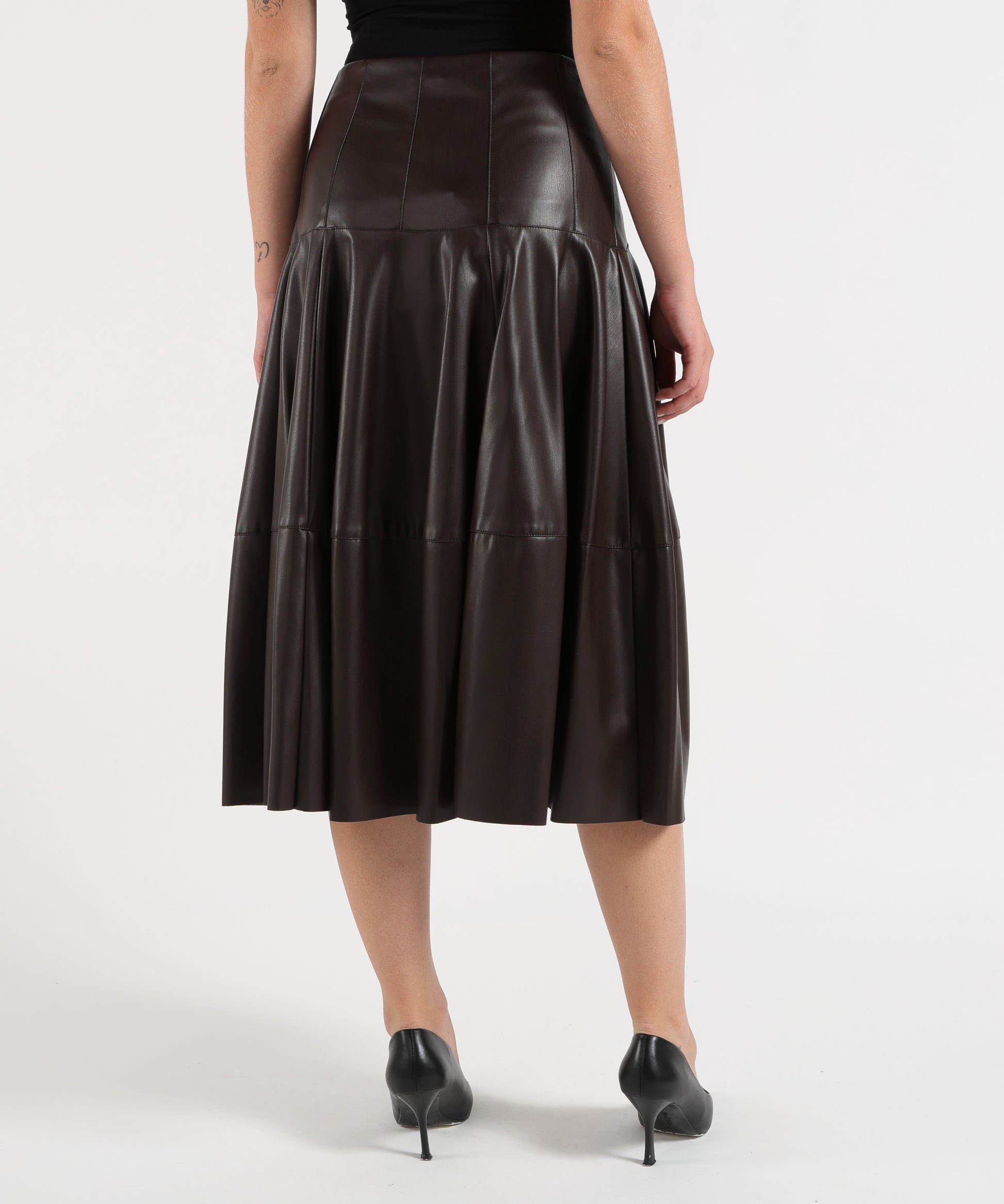 Gonne LIUJO BLACK Gonna midi in tessuto spalmato Marrone | LIUJO BLACK