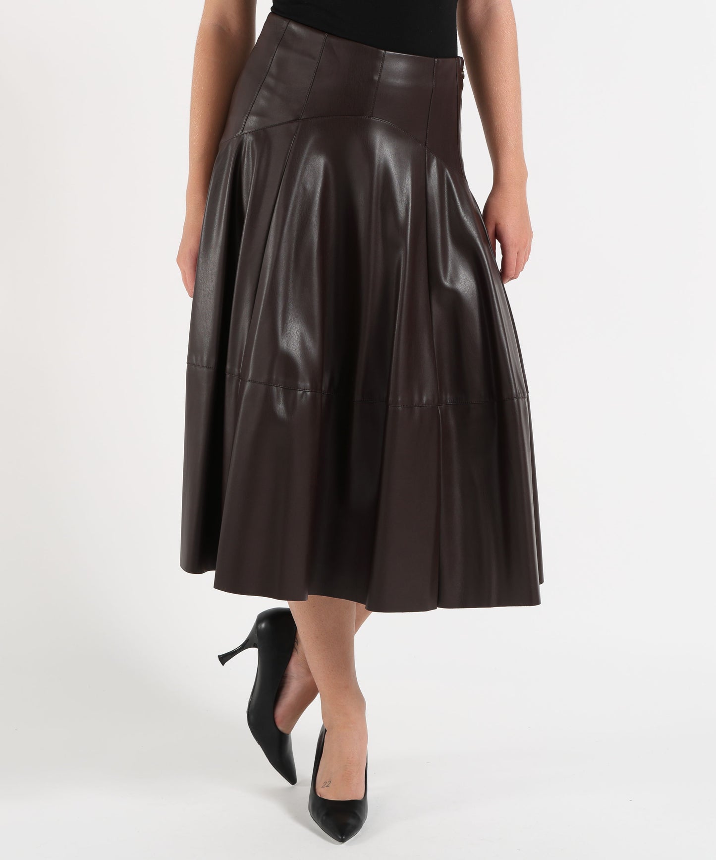 LIUJO BLACK Gonna midi in tessuto spalmato