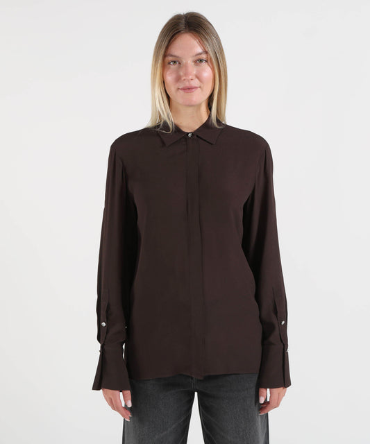 Camicie LIUJO BLACK Camicia in crêpe de chine Marrone | LIUJO BLACK