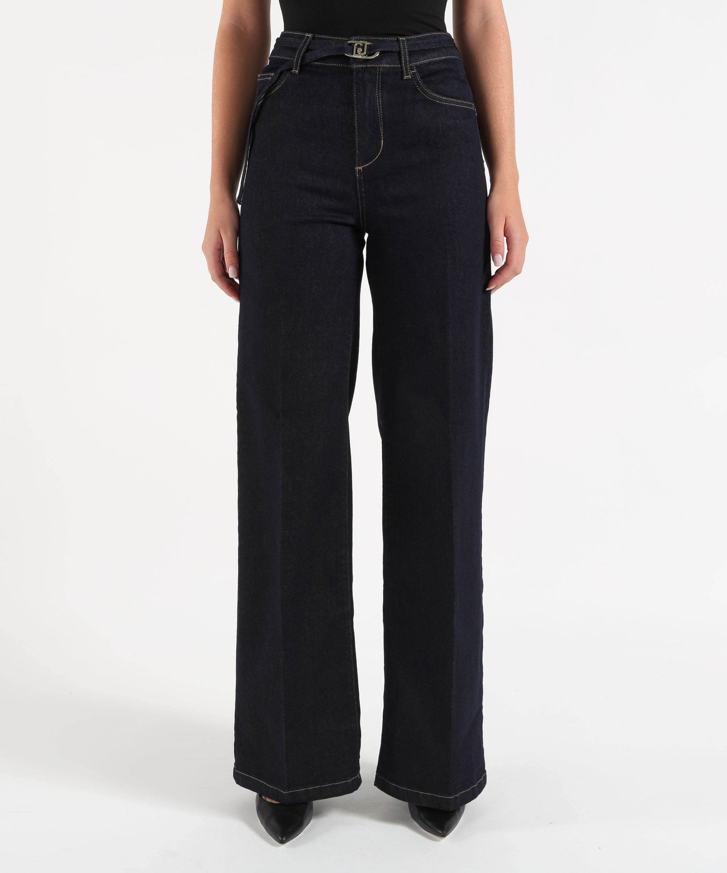 LIUJO denim Jeans flare con cintura