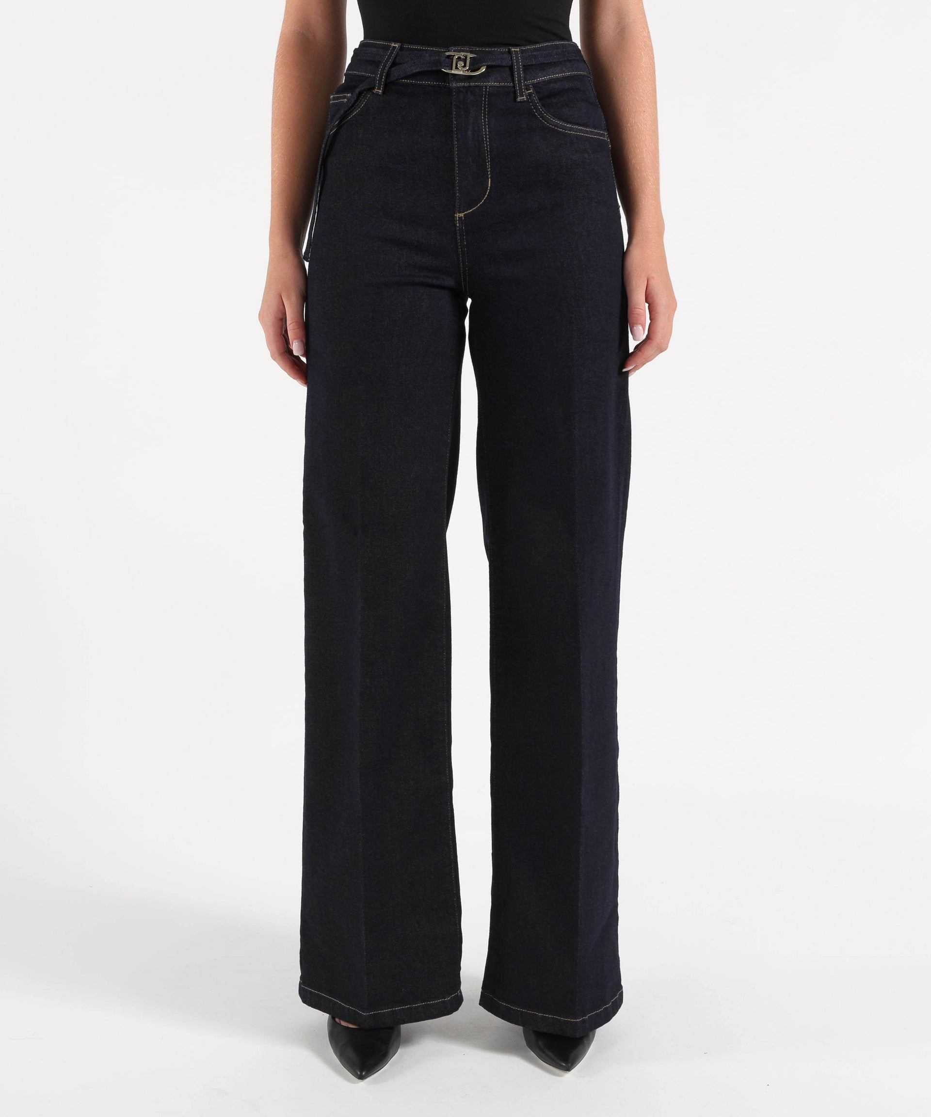LIUJO denim Jeans flare con cintura