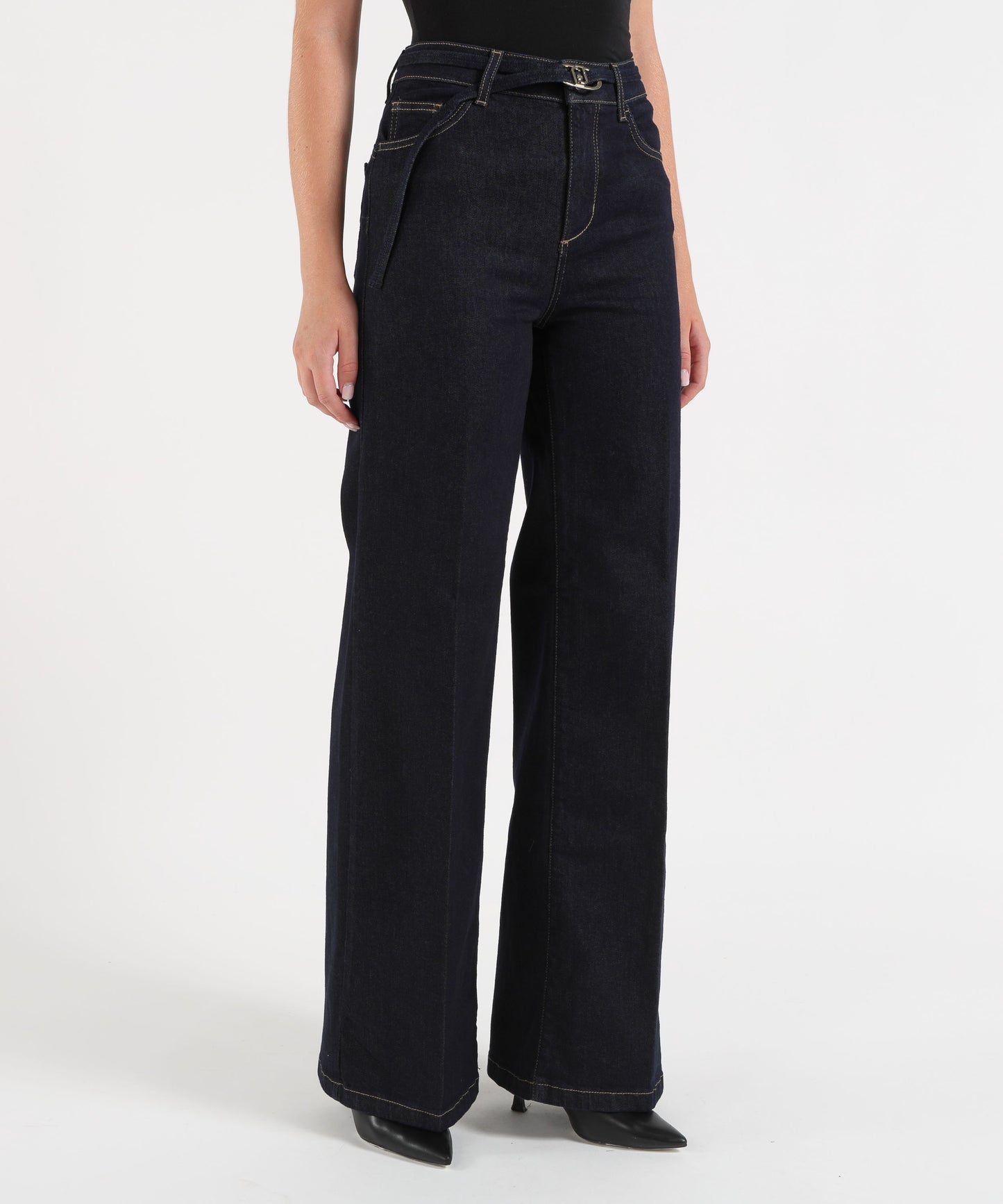 LIUJO denim Jeans flare con cintura