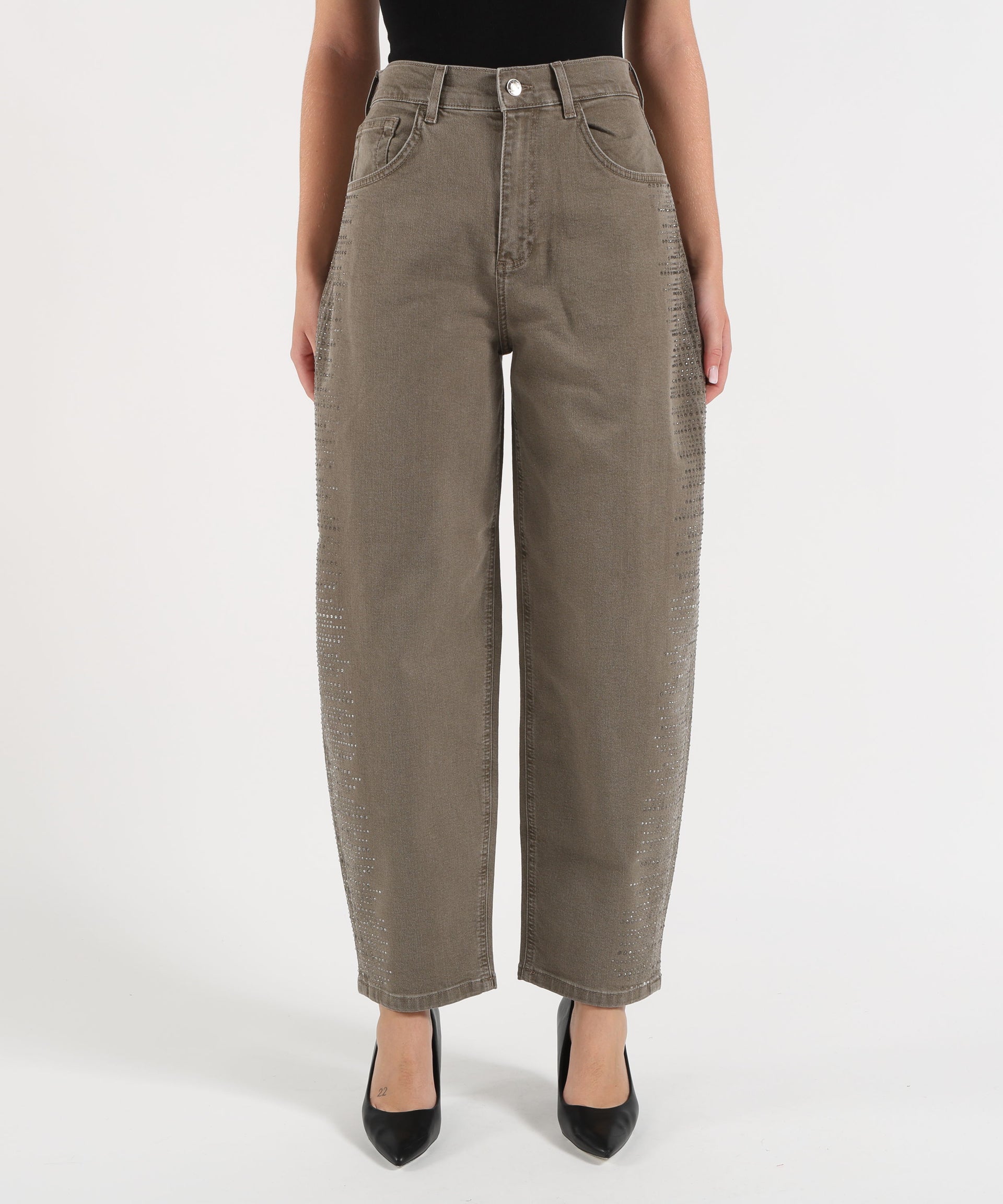 LIUJO denim Pantaloni balloon con micro-strass
