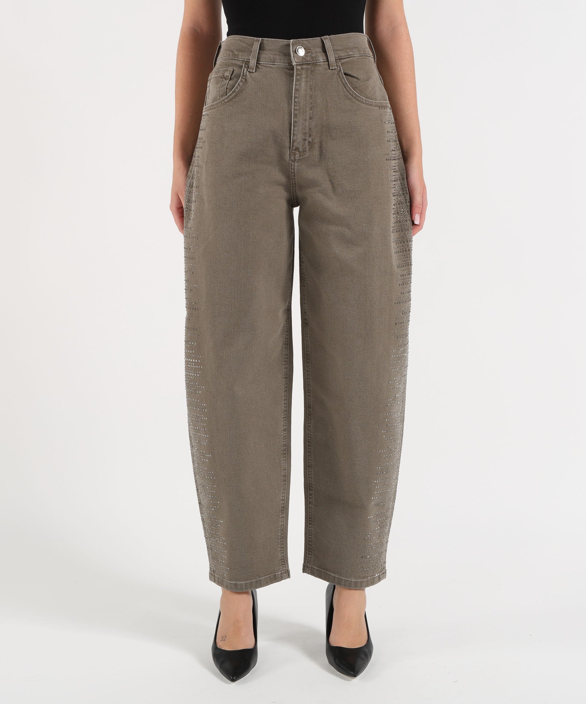 Jeans LIUJO denim Pantaloni balloon con micro-strass Zenzero | LIUJO denim