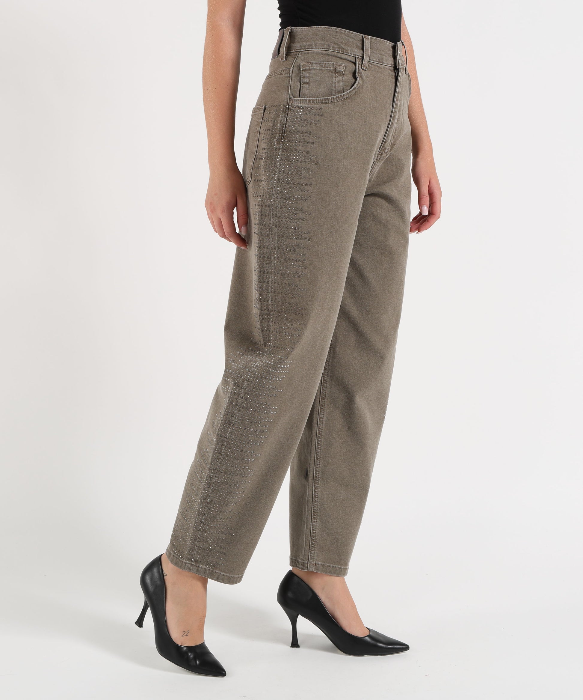 Jeans LIUJO denim Pantaloni balloon con micro-strass Zenzero | LIUJO denim