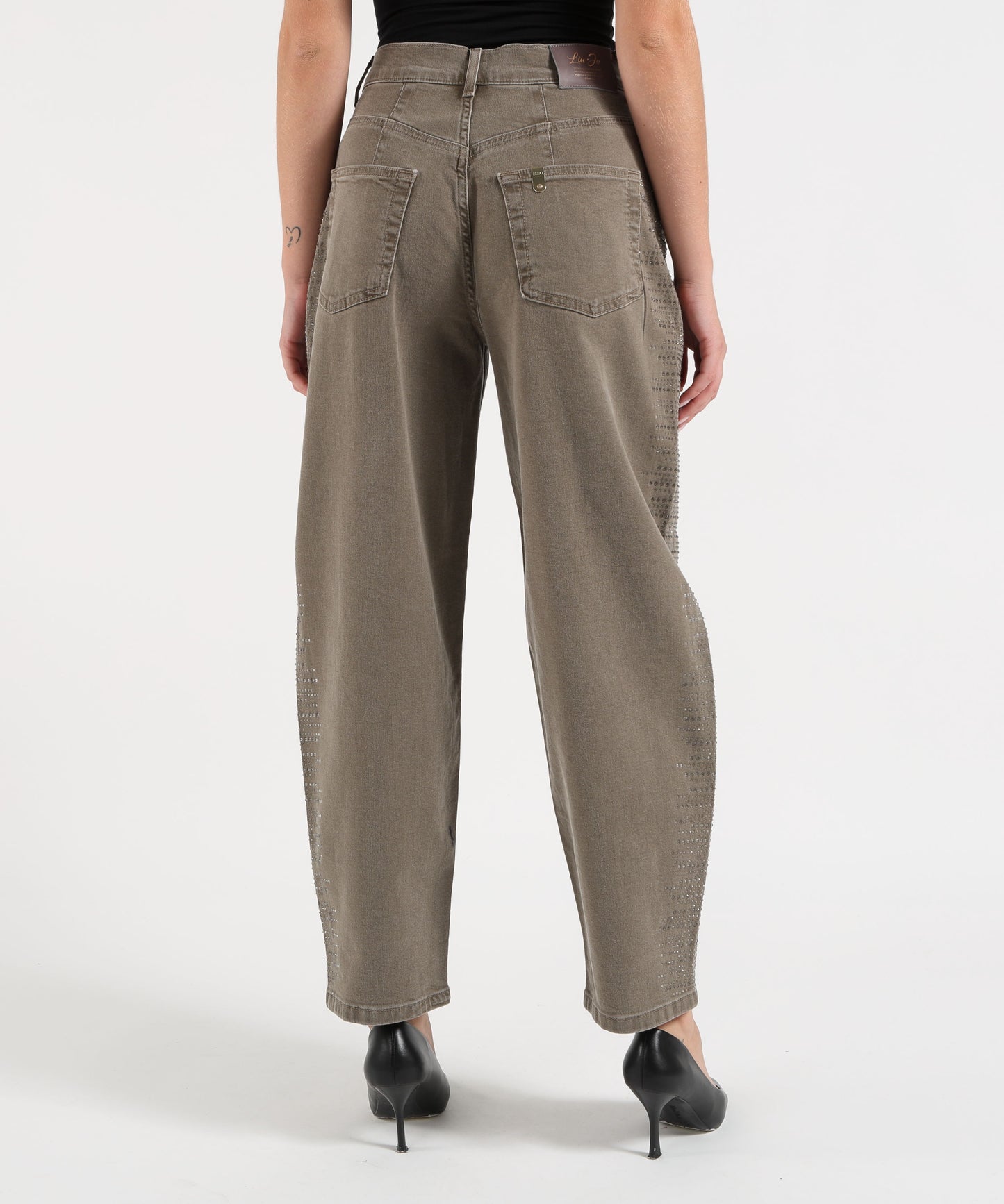 LIUJO denim Pantaloni balloon con micro-strass