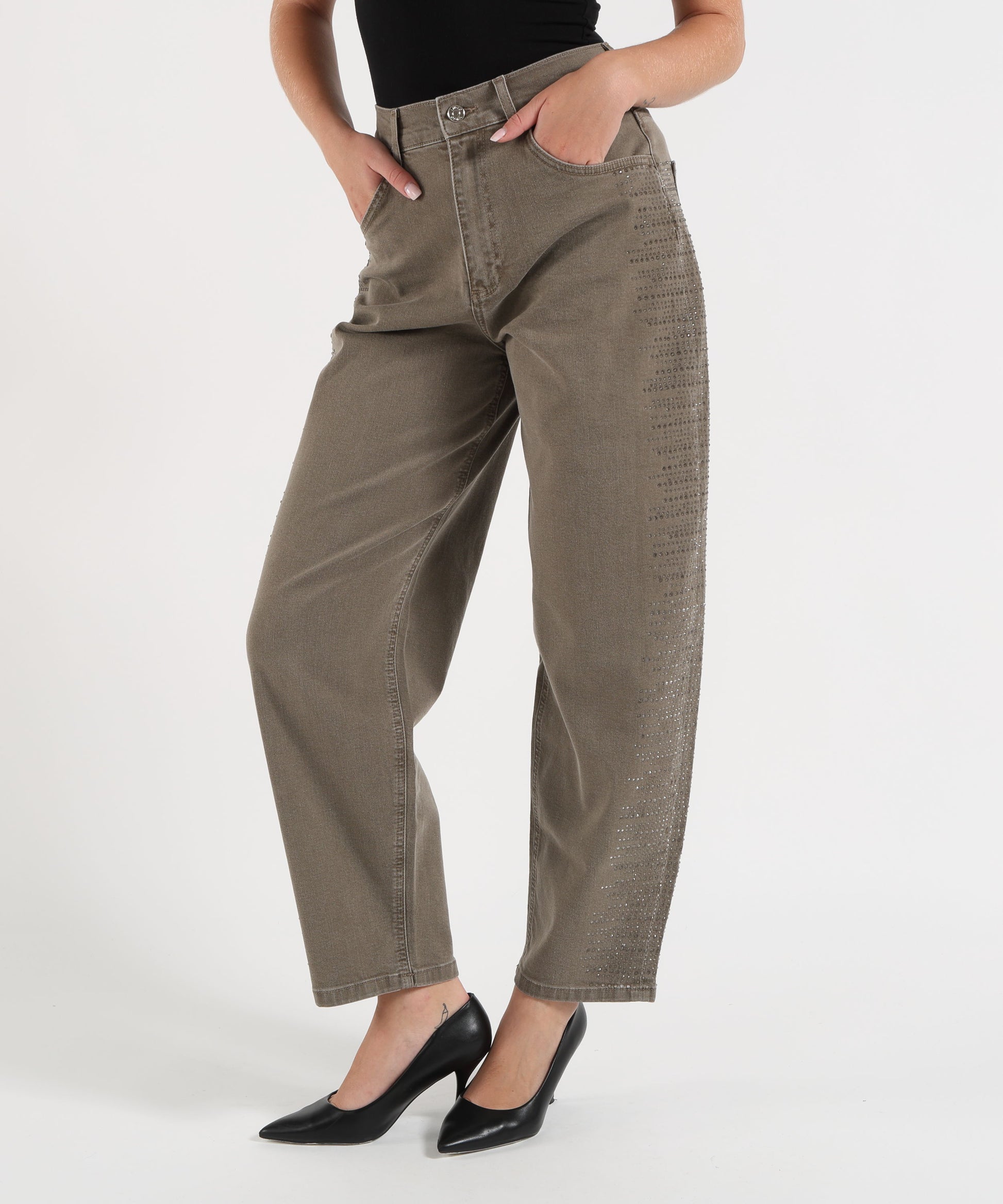Jeans LIUJO denim Pantaloni balloon con micro-strass Zenzero | LIUJO denim