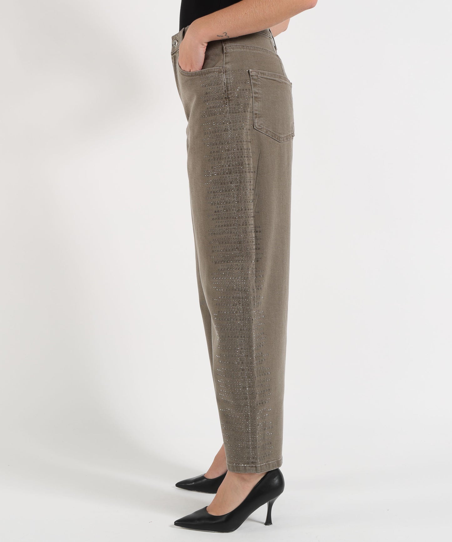 LIUJO denim Pantaloni balloon con micro-strass