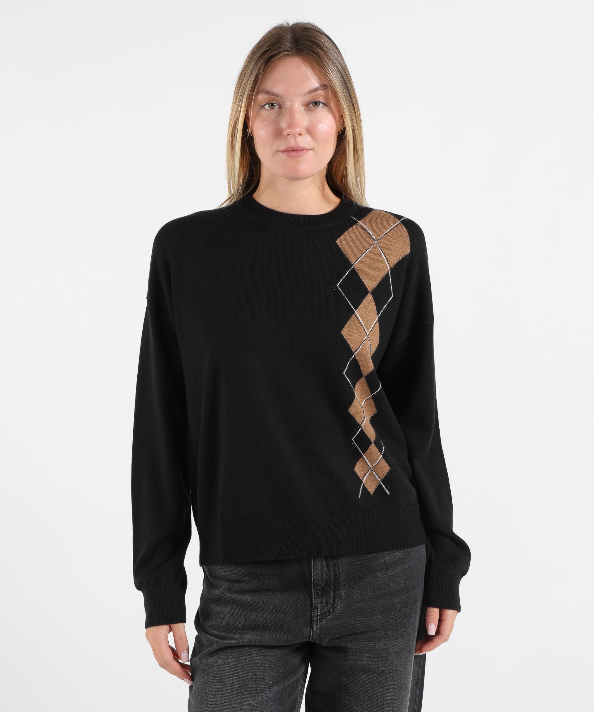 LIUJO WHITE Maglia con intarsio geometrico