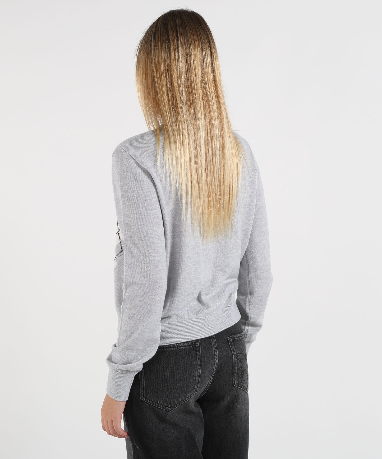 LIUJO WHITE Cardigan in lana con Argyle