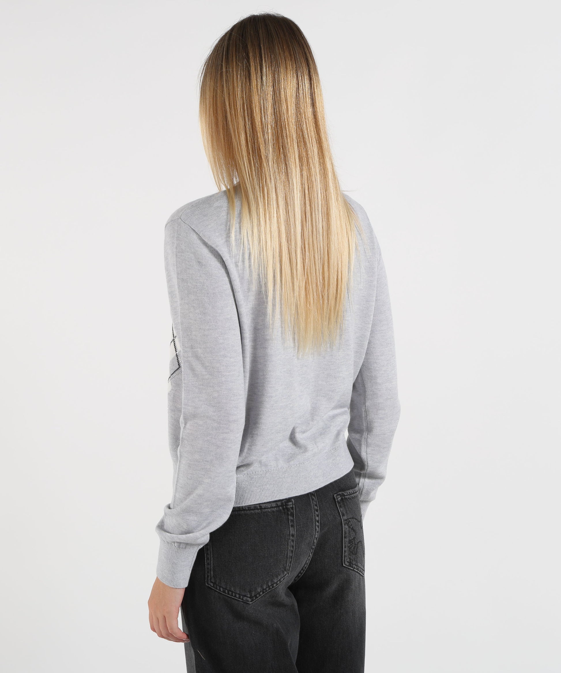 Cardigan LIUJO WHITE Cardigan in lana con Argyle Grigio | LIUJO WHITE