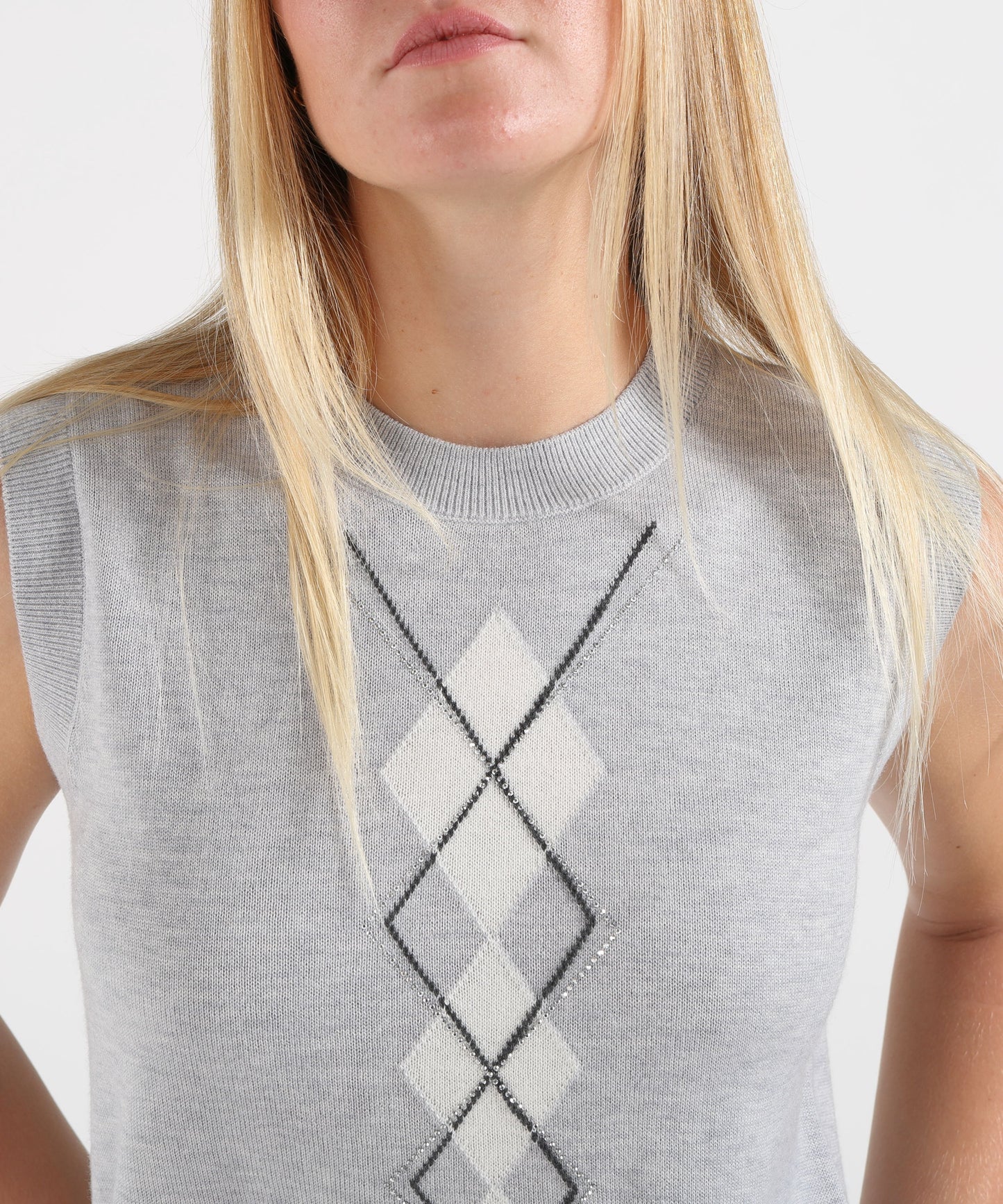 LIUJO WHITE Gilet in lana con Argyle