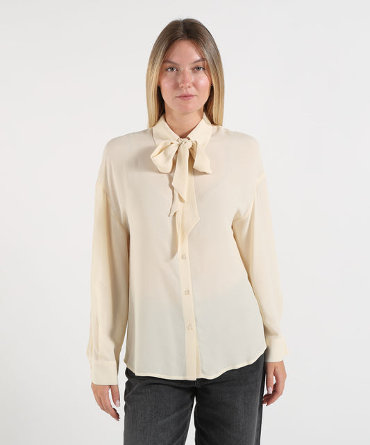 Camicie LIUJO WHITE Camicia con fiocco Panna | LIUJO WHITE