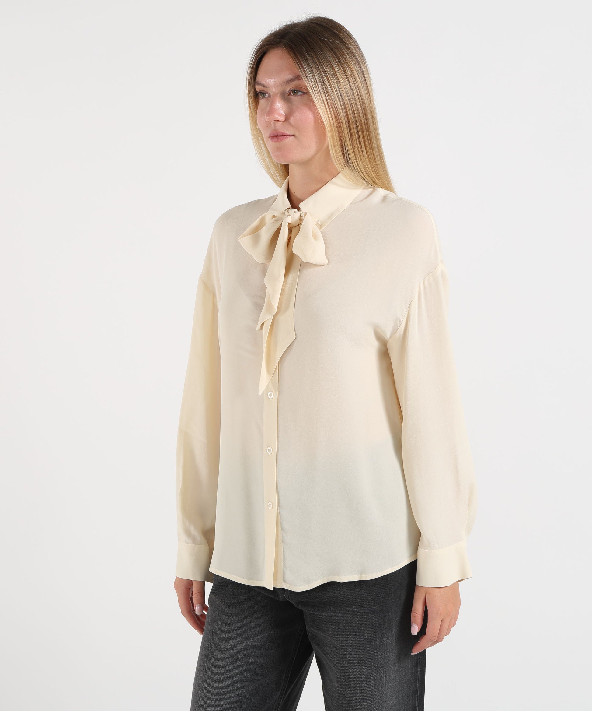 Camicie LIUJO WHITE Camicia con fiocco Panna | LIUJO WHITE