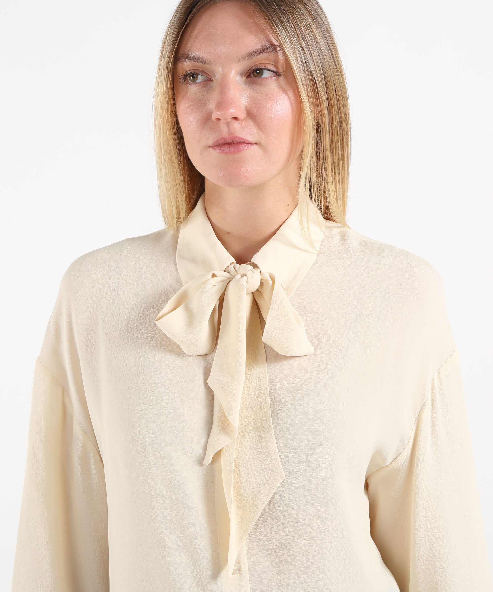 Camicie LIUJO WHITE Camicia con fiocco Panna | LIUJO WHITE