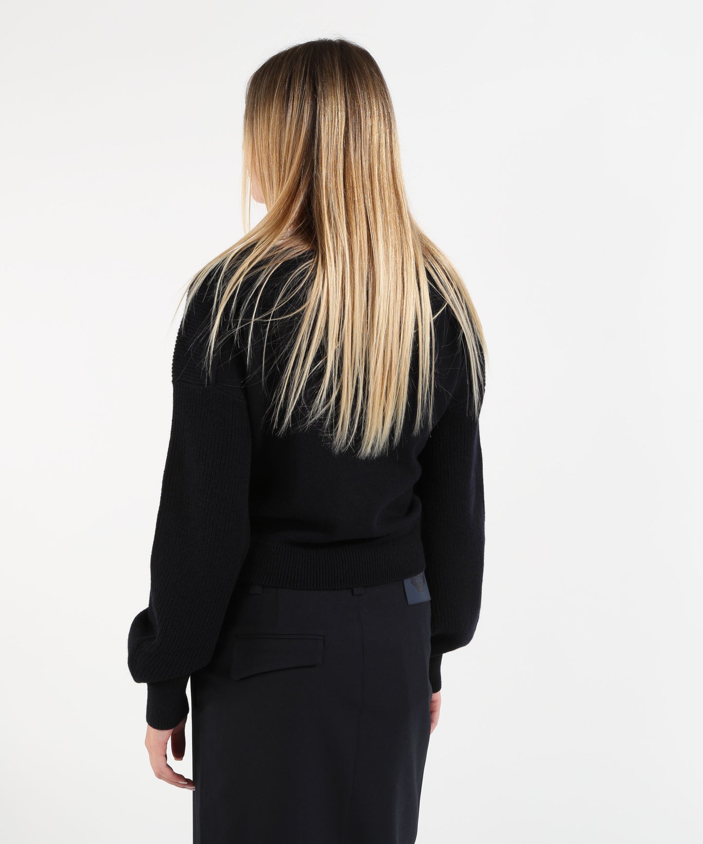 PINKO Maglia cropped in lana con maniche a palloncino