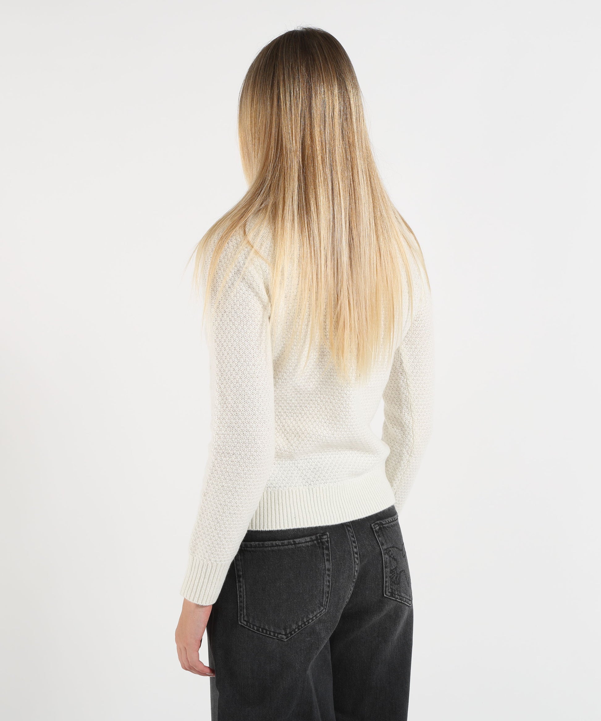 Maglie PENNYBLACK Maglia Donna in Blend di Lana con Losanghe e Strass Avorio | PENNYBLACK