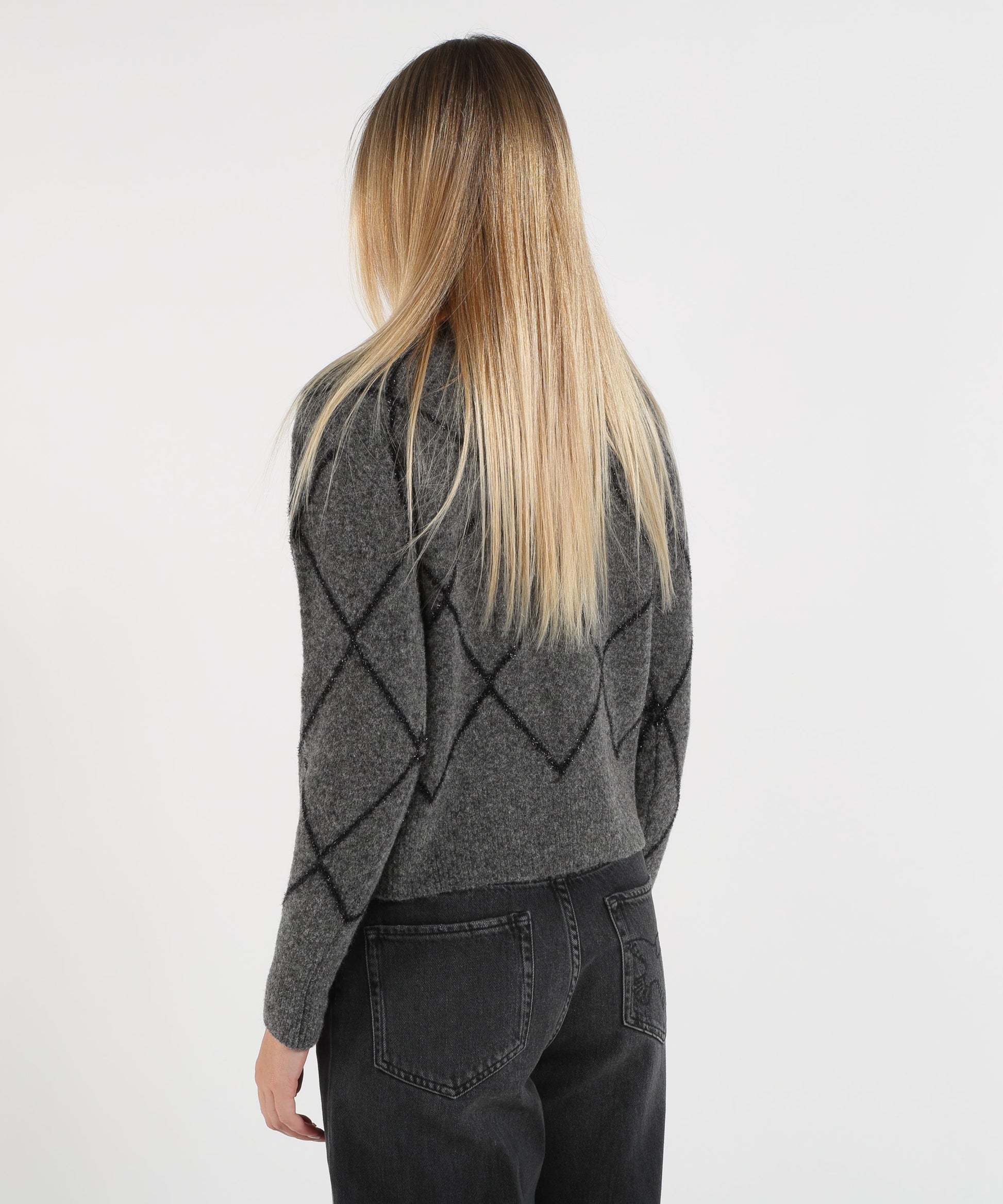 Maglie PENNYBLACK Maglia Donna in Blend di Lana e Alpaca con Intarsio Lurex Grigio | PENNYBLACK