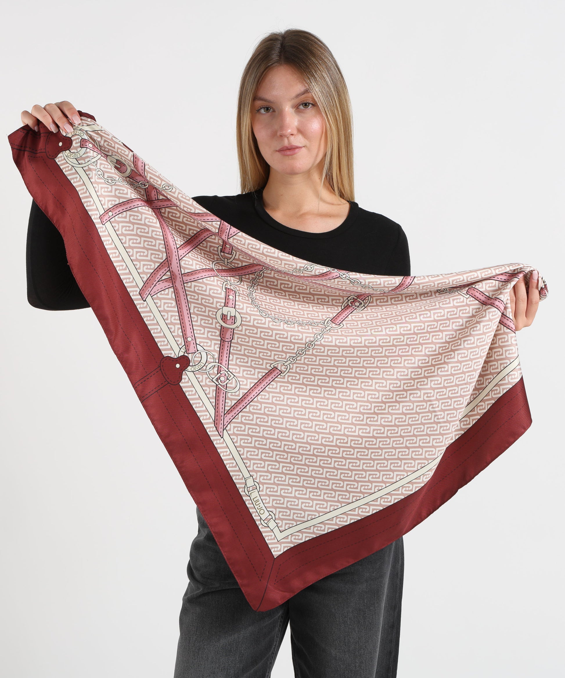 Foulard LIUJO SOFT Foulard grande con cinturini Bordeau | LIUJO SOFT
