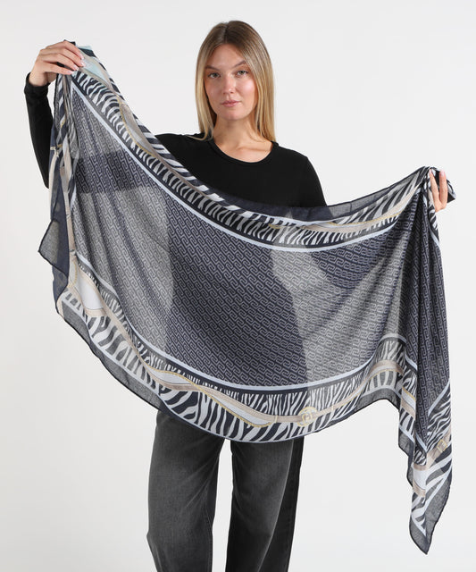 Stole LIUJO SOFT Stola animalier con cinturini Blu | LIUJO SOFT