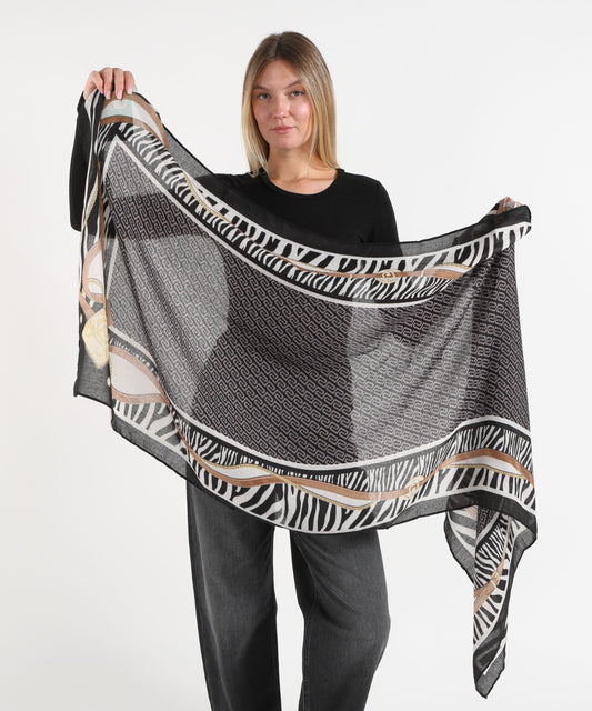 Stole LIUJO SOFT Stola animalier con cinturini Nero | LIUJO SOFT