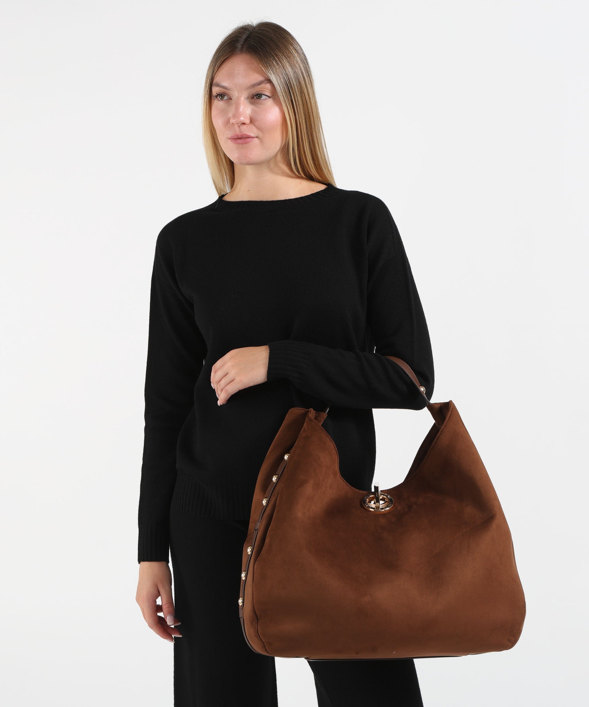 LIUJO ACCESSORI Borsa hobo grande con borchie