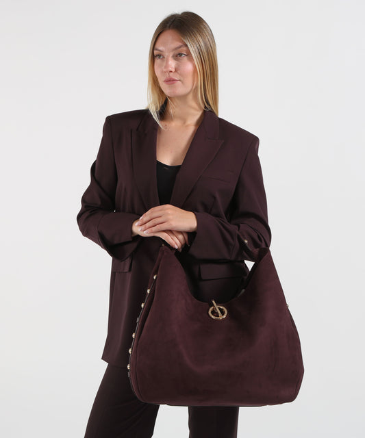 Borse LIUJO ACCESSORI Borsa hobo grande con borchie Viola | LIUJO ACCESSORI