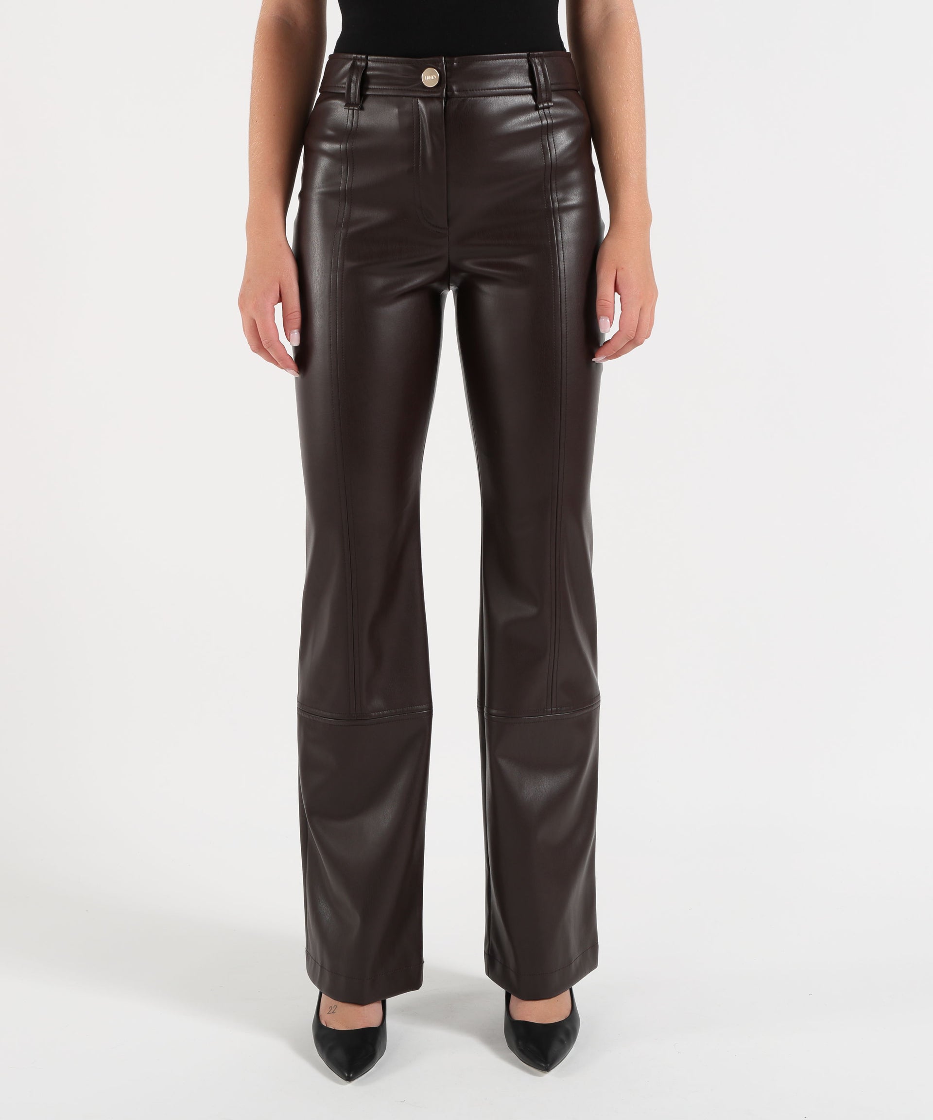 LIUJO BLACK Pantaloni in tessuto spalmato