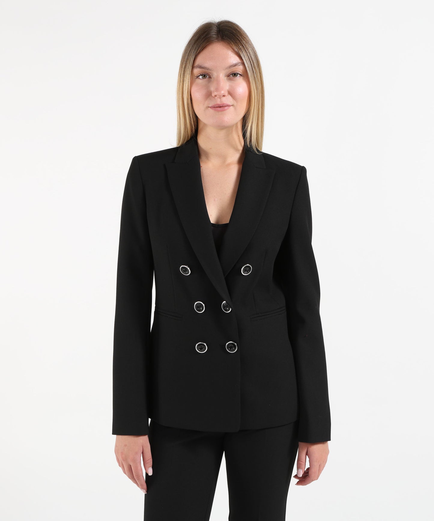 PINKO Blazer corto doppiopetto Alexia in crêpe con collo a rever