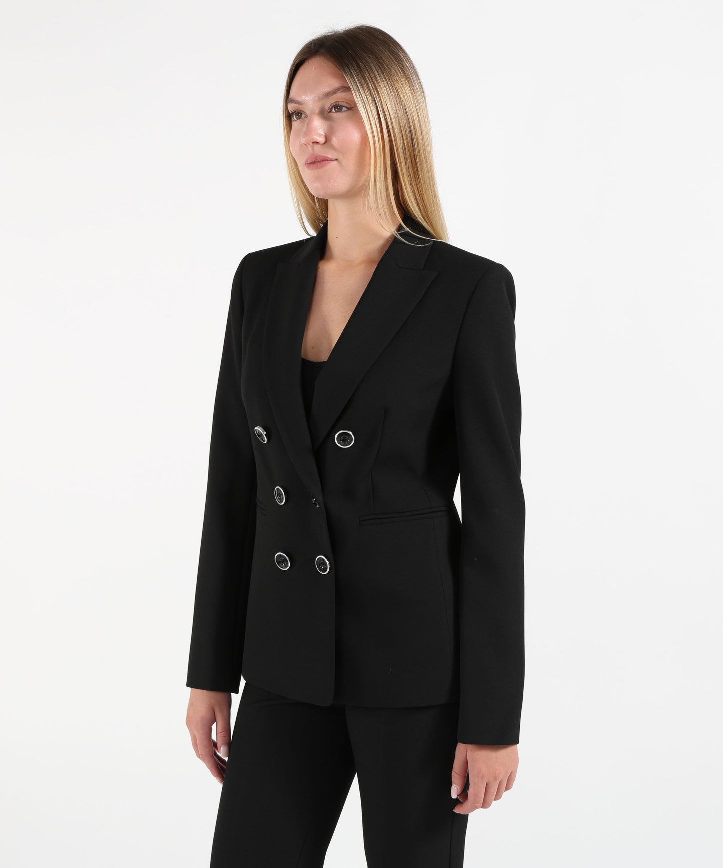 PINKO Blazer corto doppiopetto Alexia in crêpe con collo a rever