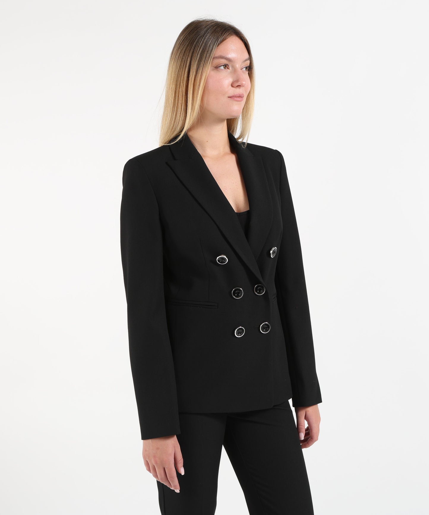 PINKO Blazer corto doppiopetto Alexia in crêpe con collo a rever