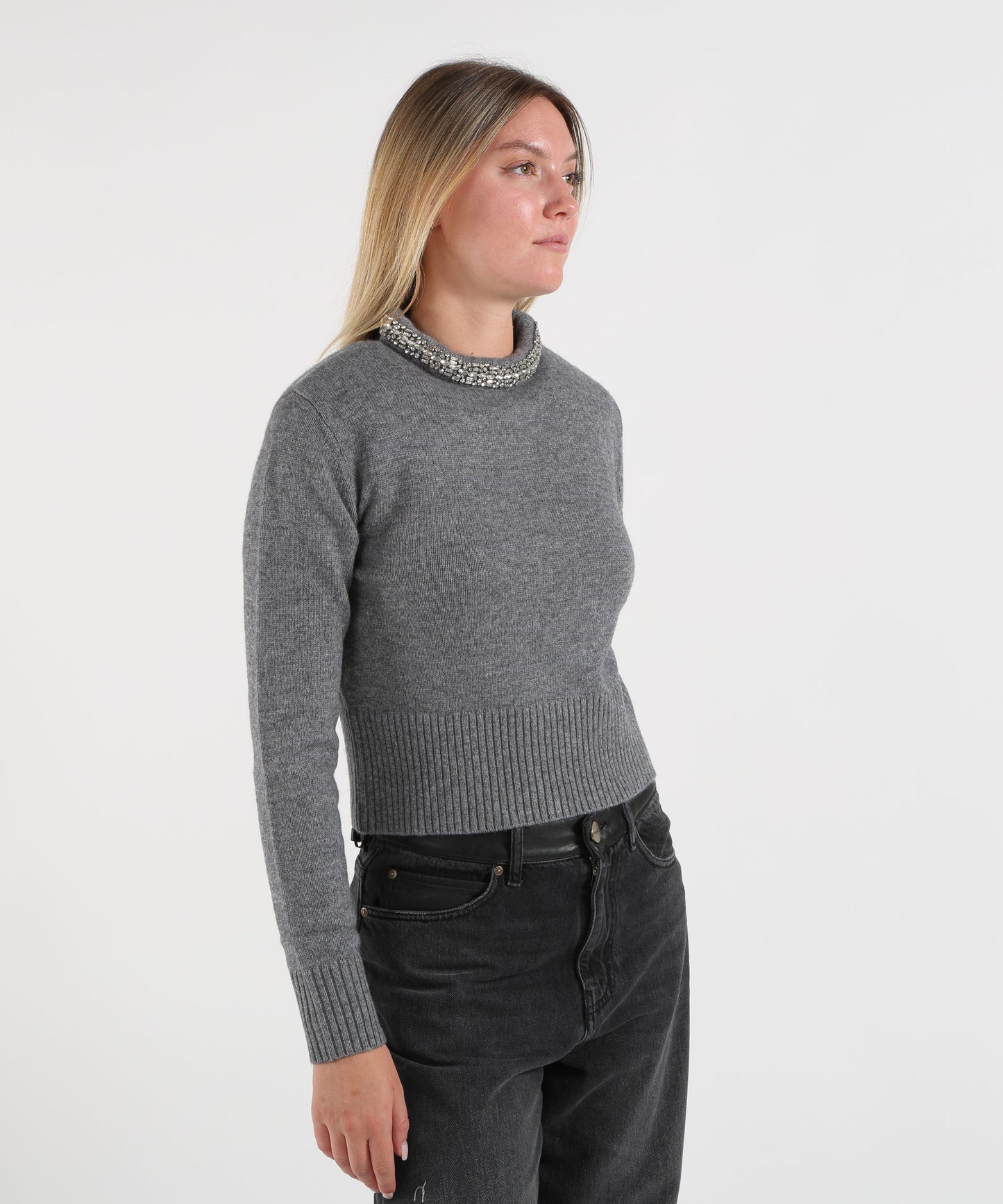PINKO Maglia in misto lana con collo gioiello