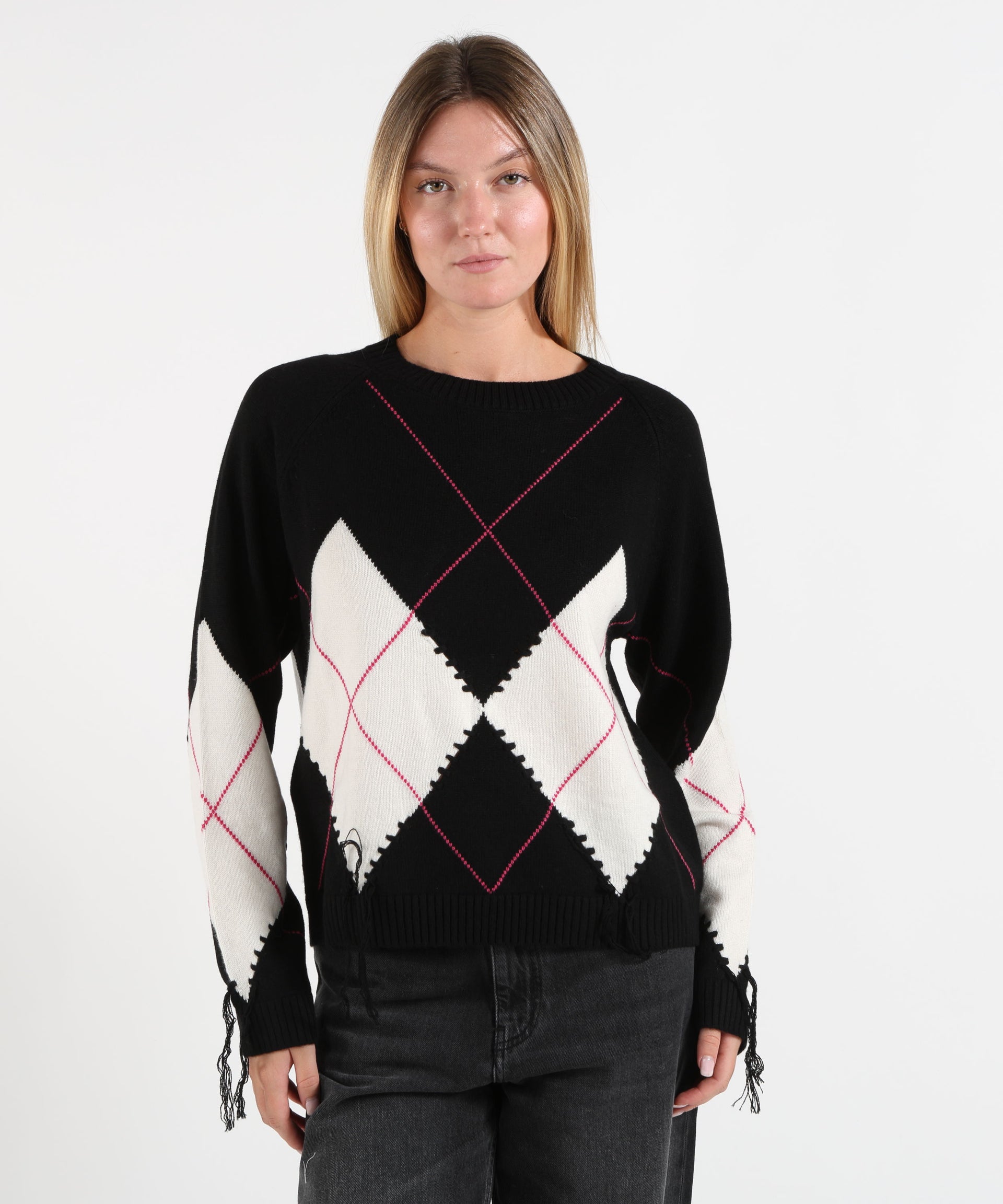 PINKO Maglione in lana e cashmere con maxi rombi