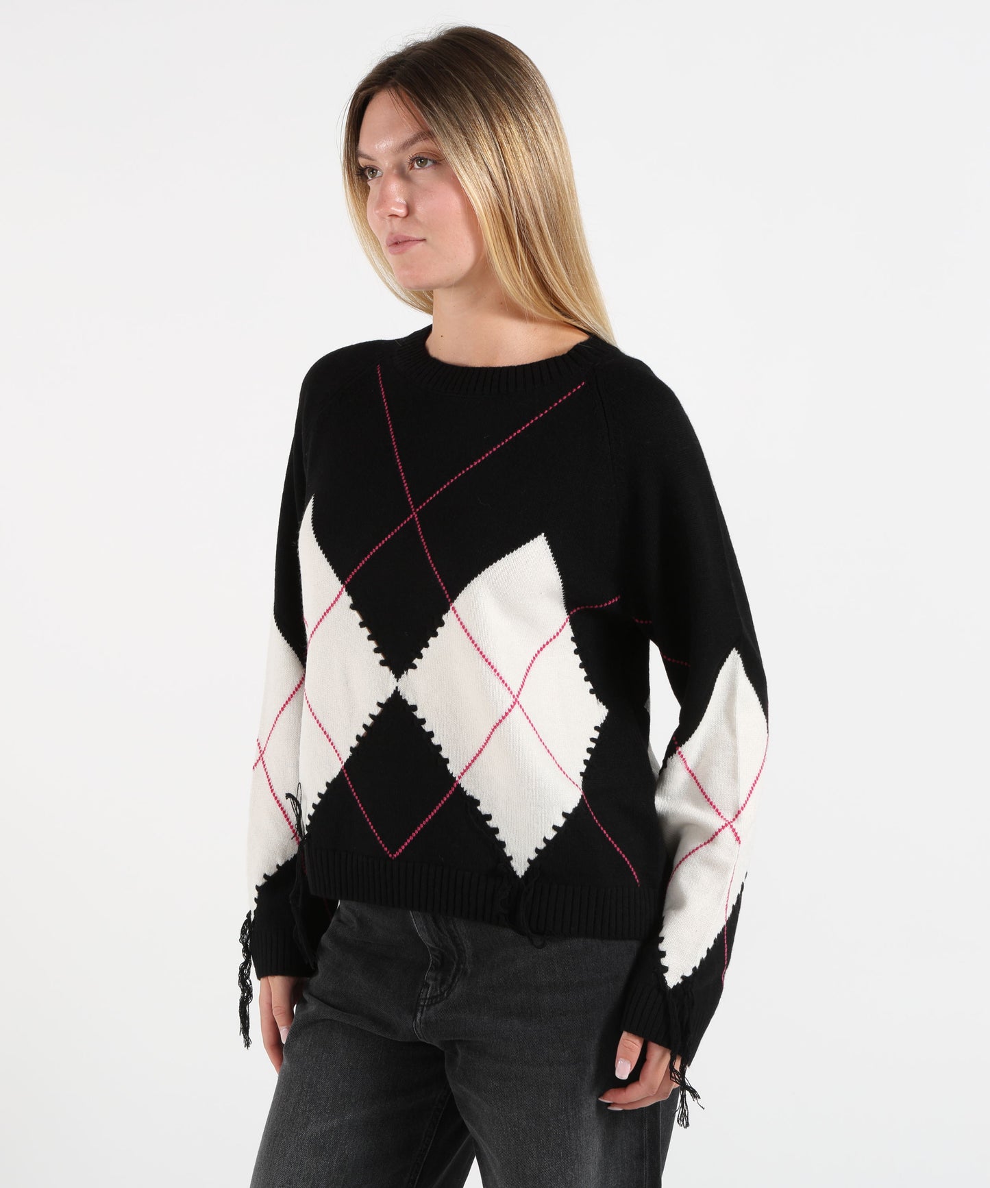 PINKO Maglione in lana e cashmere con maxi rombi