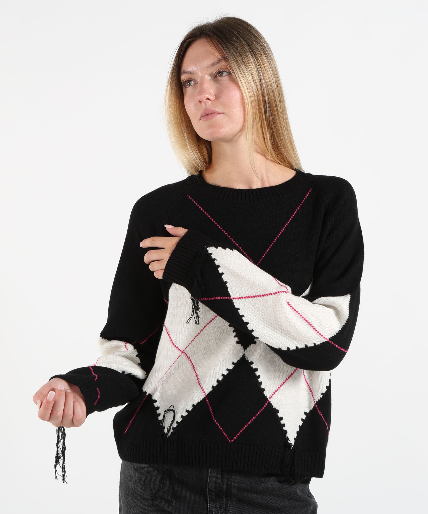 PINKO Maglione in lana e cashmere con maxi rombi