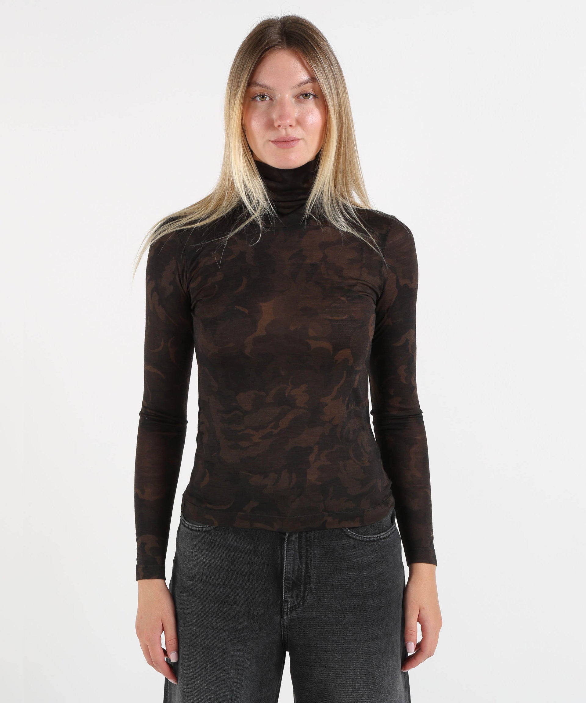 PINKO Dolcevita con stampa camouflage floreale