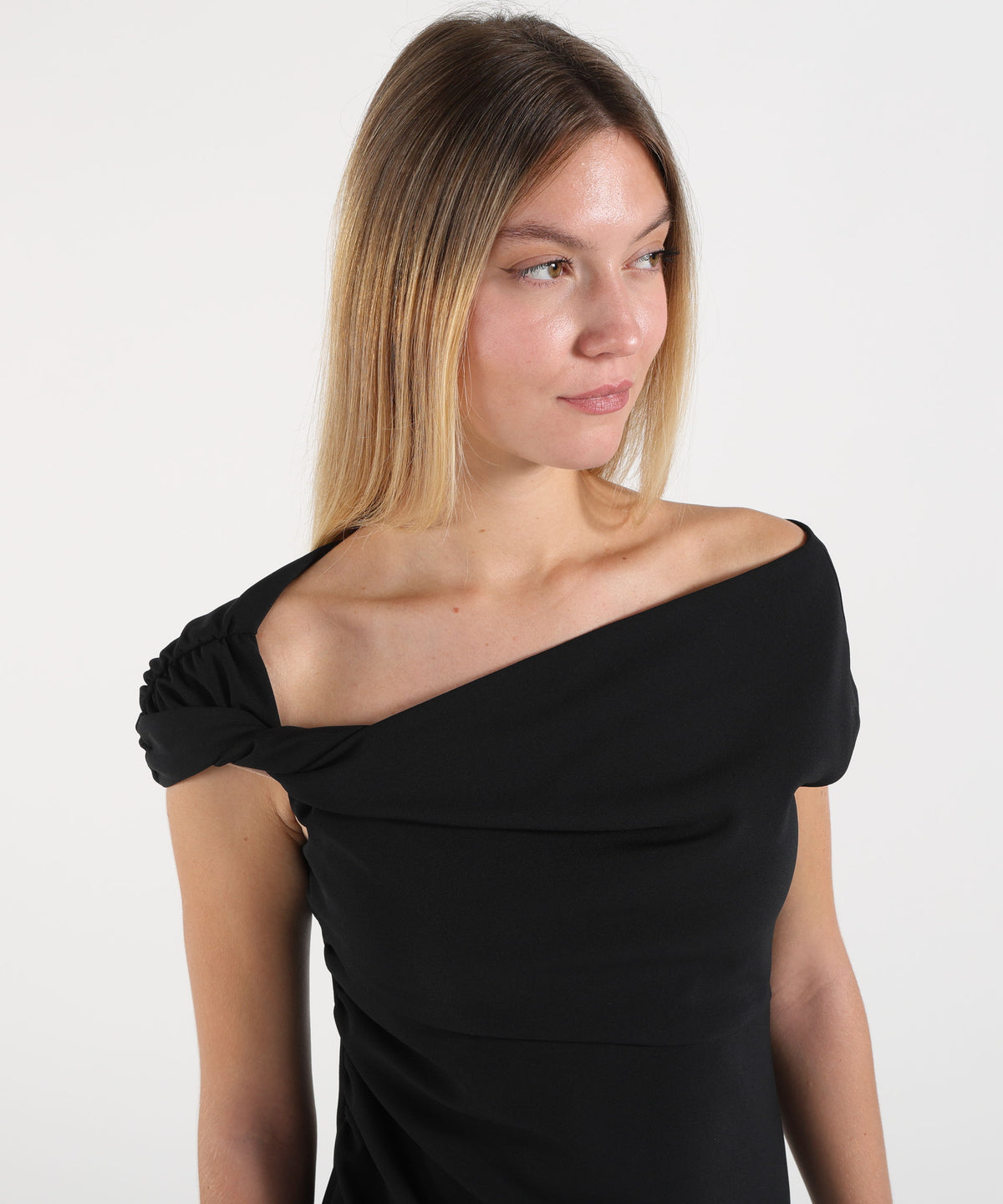 Dresses &amp; Suits PINKO Fitted Mini Dress with Draping Nero | PINKO