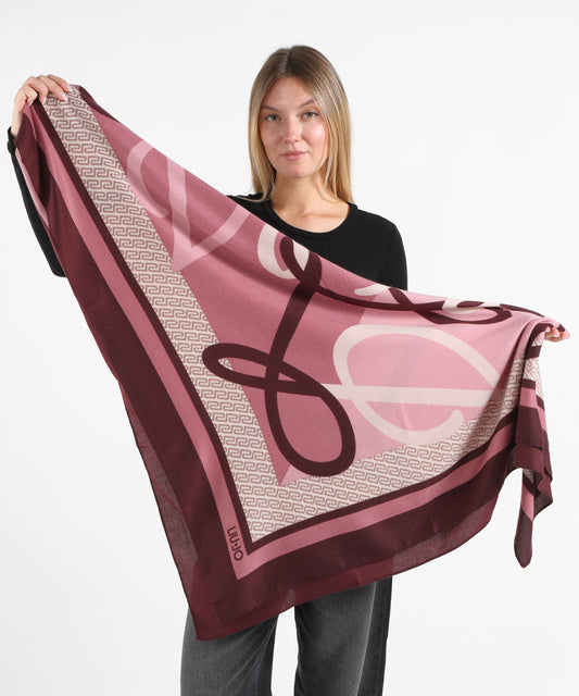 Foulard LIUJO SOFT Foulard Donna con Stampa Monogramma Bordeau | LIUJO SOFT