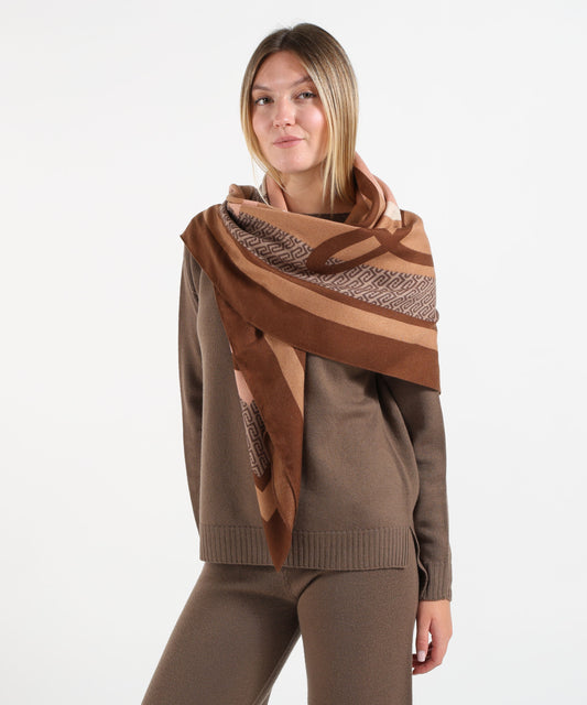 Foulard LIUJO SOFT Foulard Donna con Stampa Monogramma Cammello | LIUJO SOFT