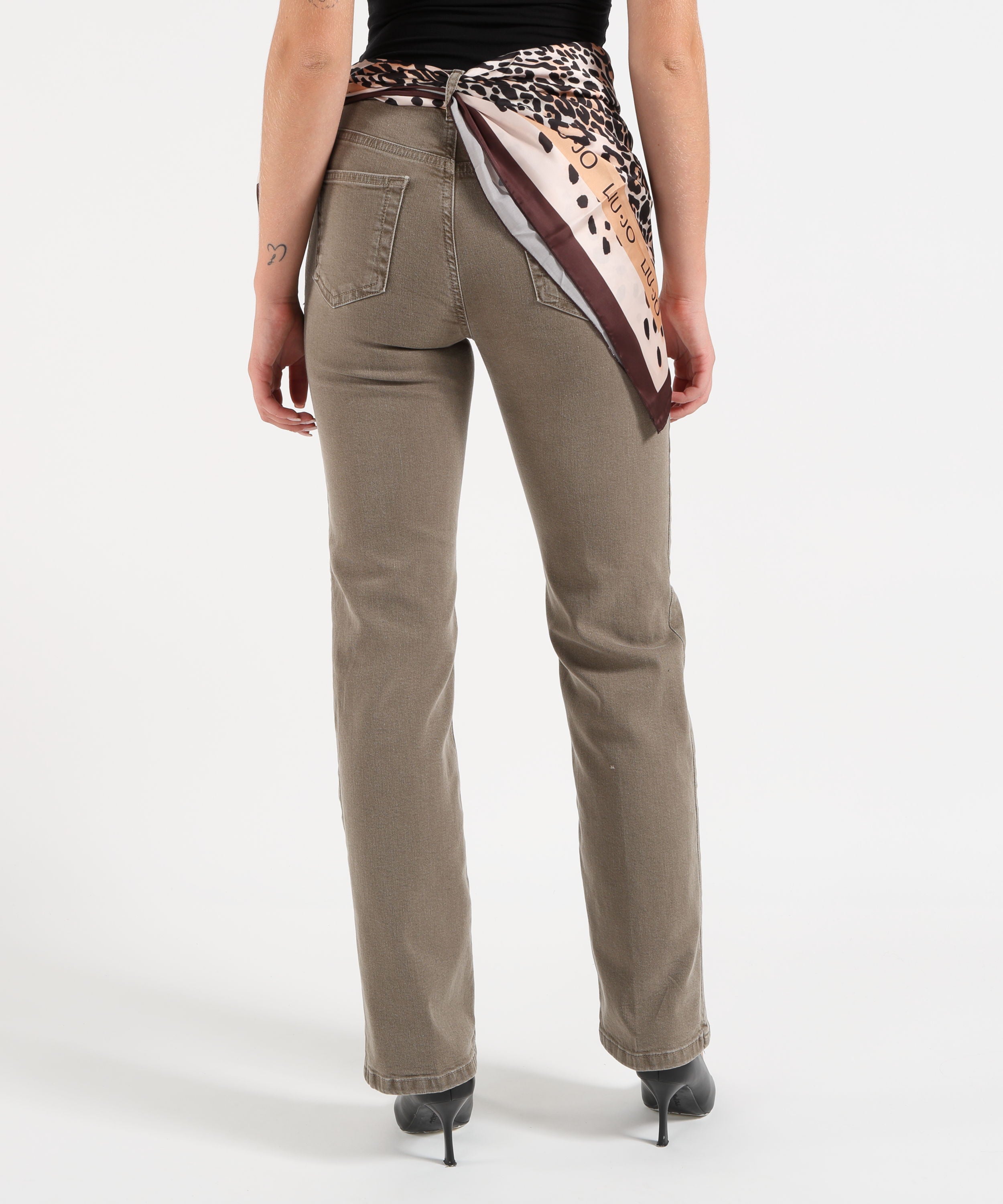 Jeans LIUJO denim Jeans Donna a Vita Alta con Foulard Zenzero | LIUJO denim